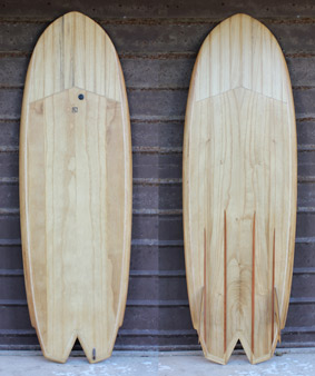 Custom made hollow wooden surfboard