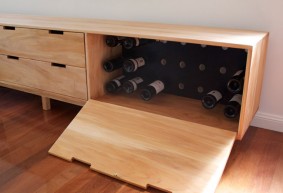 Entertainment unit with wine storage Custom made entertainment unit with wine storage