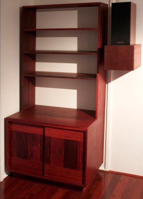Jarrah cabinet and shelves