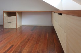 Built-in desk and storage