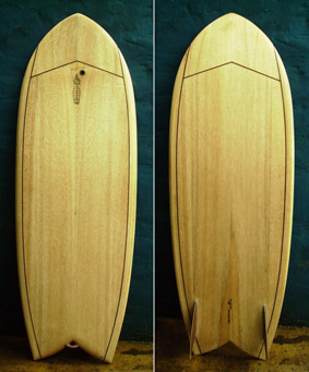 Custom made hollow wooden surfboard