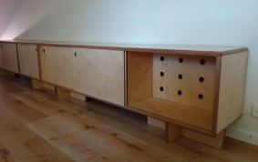 birch plywood cabinets, wine section