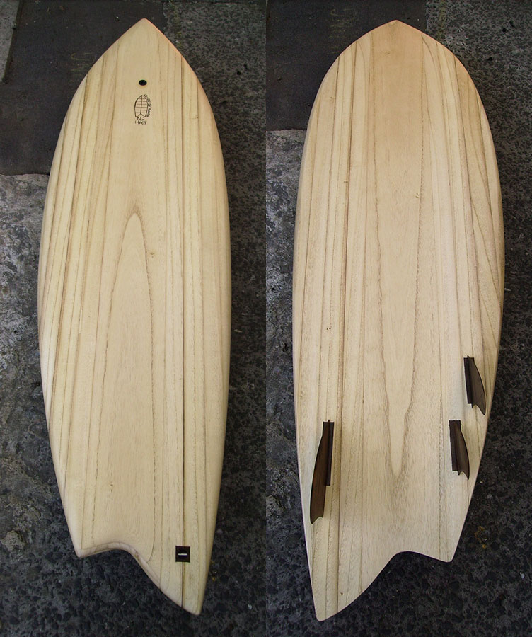 Hollow wooden surfboard