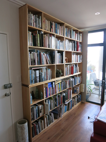 David's kauri pine bookshelves