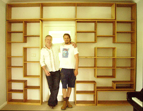 Custom made bookshelves in kauri pine