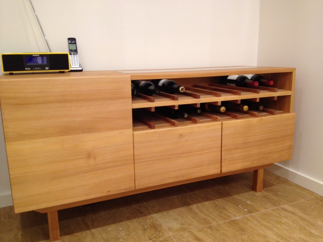 Custom made Kauri pine wine cabinet